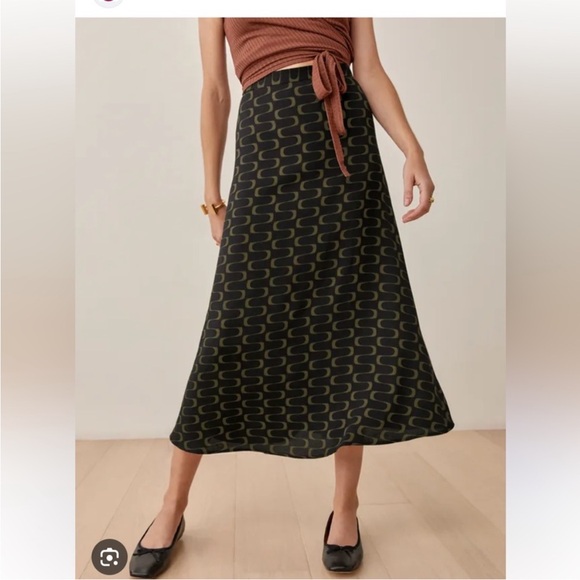 Reformation • bea midi skirt in linguini print sz 6 - Picture 2 of 9